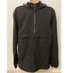 Swiss Tech Men's Small 1/4 Zip Windbreaker Black Light Rain Coat Jacket Pockets